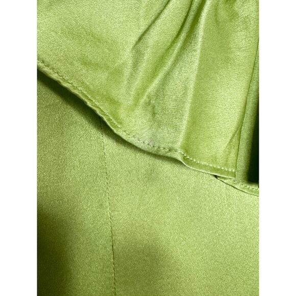 Cinq à Sept Petunya Silk Ruffle Hi-Low Dress in Green - Picture 12 of 14